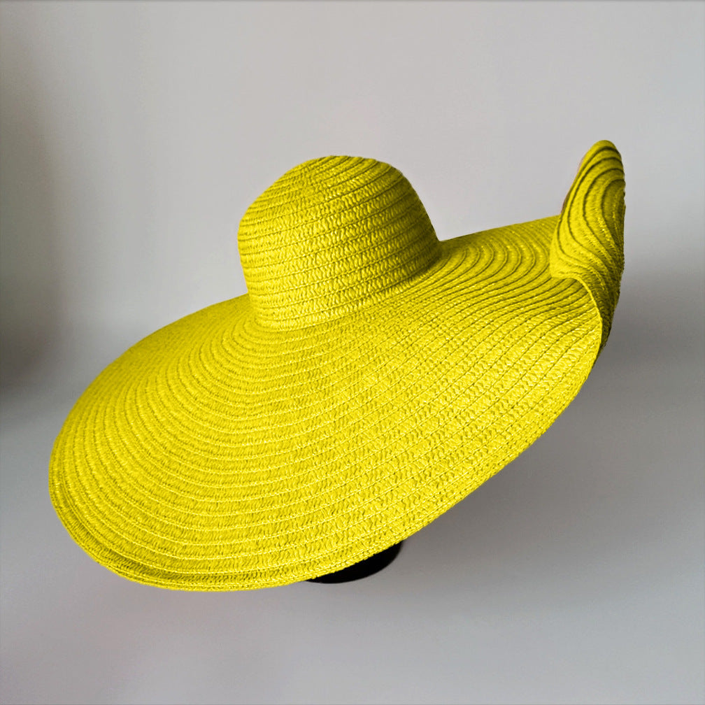 Grand chapeau de plage paille oversize pliable — édition Capri Wavly