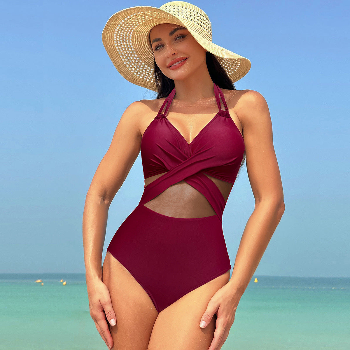 Maillot 1 pièce oeillets texturés — édition Texture Wavly