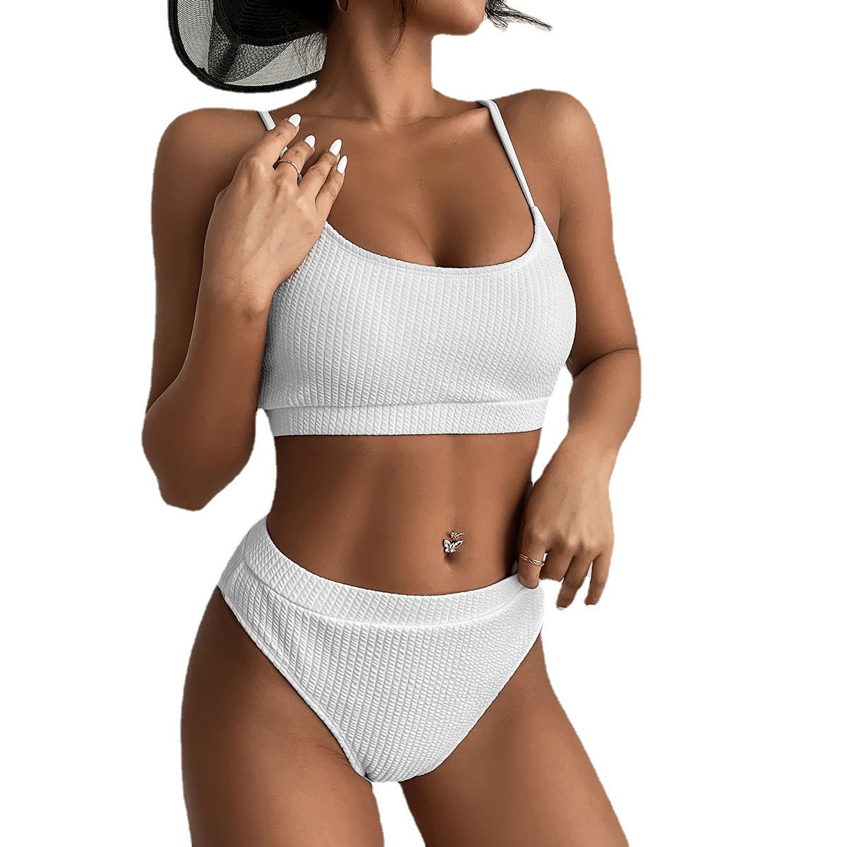 Bikini côtelé taille haute push-up — collection Wavly