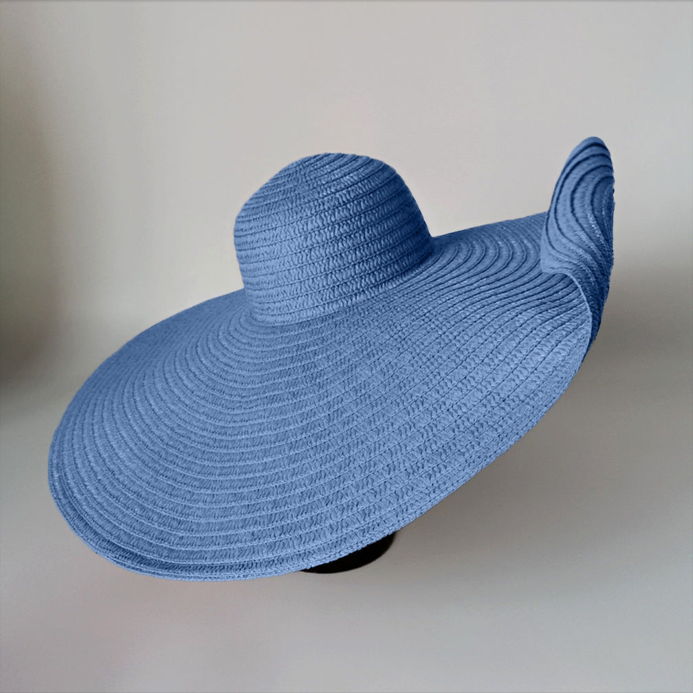 Grand chapeau de plage paille oversize pliable — édition Capri Wavly