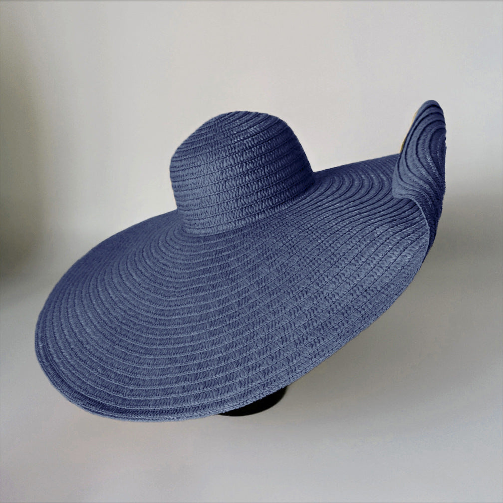 Grand chapeau de plage paille oversize pliable — édition Capri Wavly