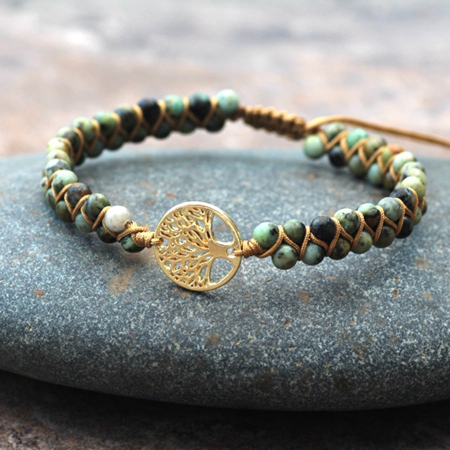Bracelet tissé main perles effet pierre naturelle — collection Wavly