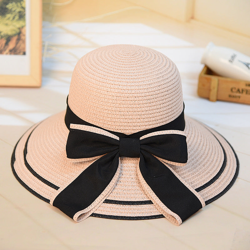Chapeau de plage paille grand bord rayures & nœud — édition Saint-Tropez Wavly