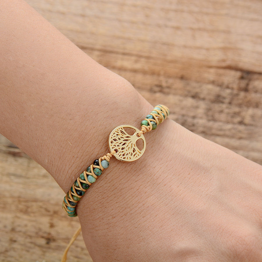 Bracelet tissé main perles effet pierre naturelle — collection Wavly