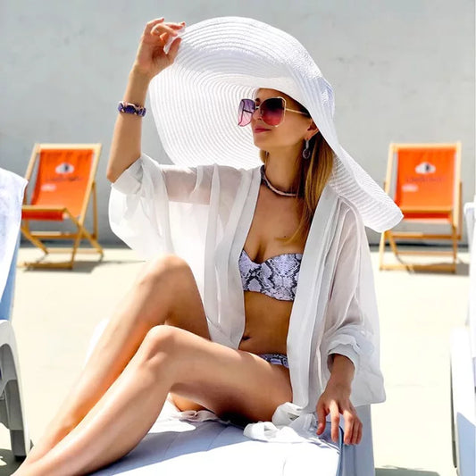 Grand chapeau de plage paille oversize pliable — édition Capri Wavly