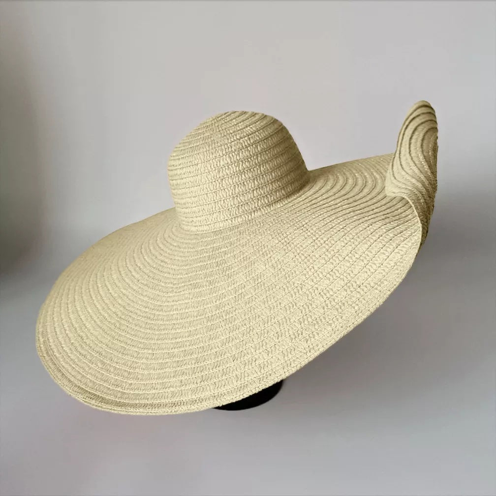 Grand chapeau de plage paille oversize pliable — édition Capri Wavly
