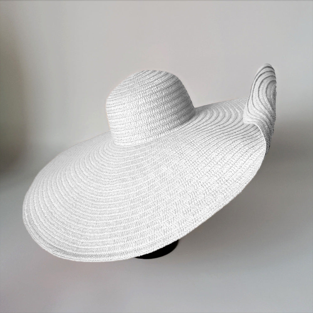 Grand chapeau de plage paille oversize pliable — édition Capri Wavly