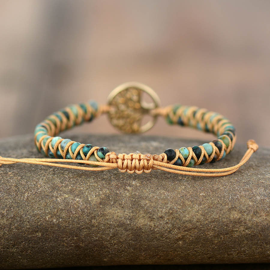 Bracelet tissé main perles effet pierre naturelle — collection Wavly