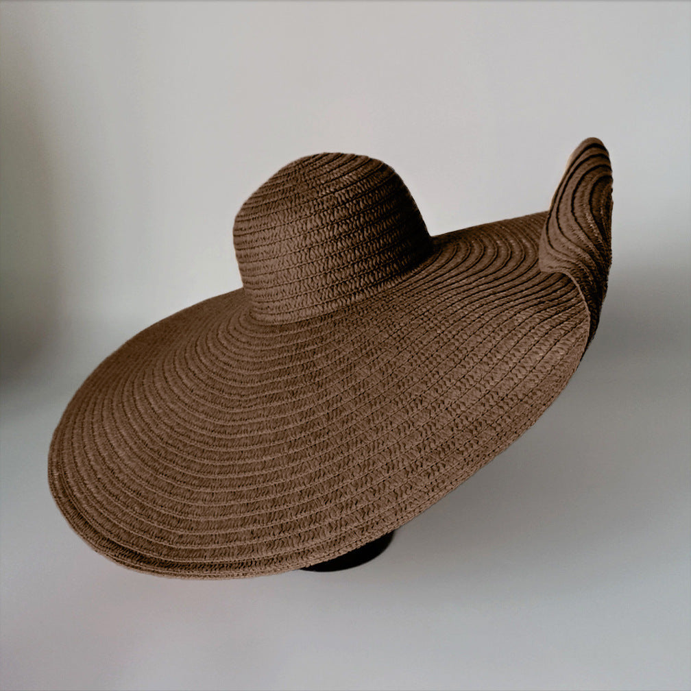Grand chapeau de plage paille oversize pliable — édition Capri Wavly