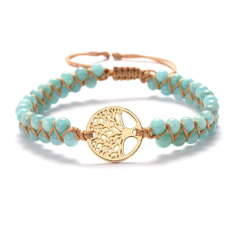 Bracelet tissé main perles effet pierre naturelle — collection Wavly