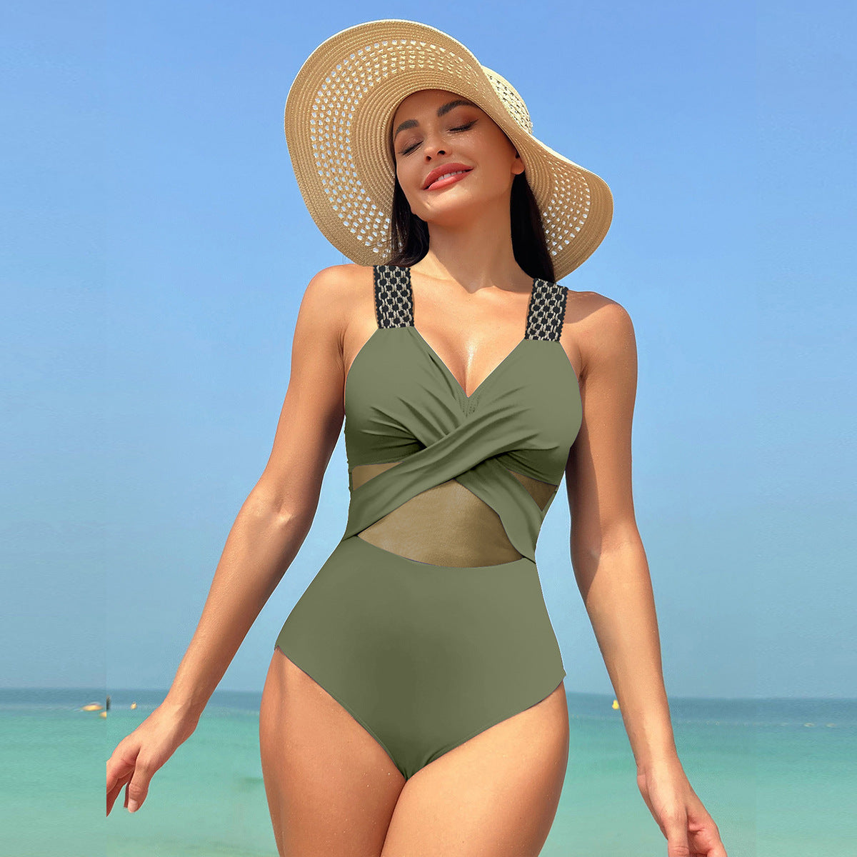 Maillot 1 pièce oeillets texturés — édition Texture Wavly