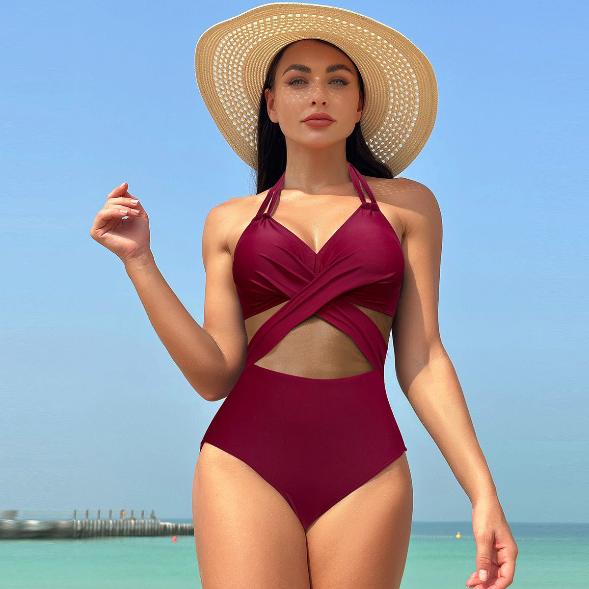 Maillot 1 pièce oeillets texturés — édition Texture Wavly