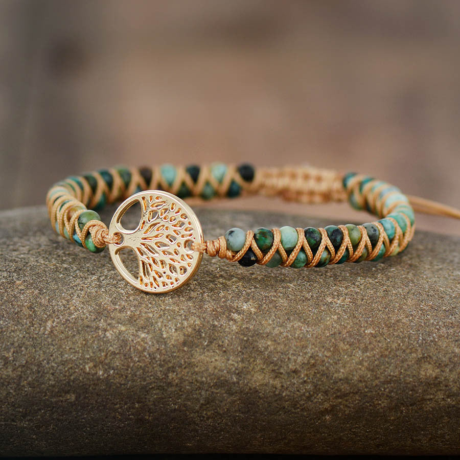 Bracelet tissé main perles effet pierre naturelle — collection Wavly