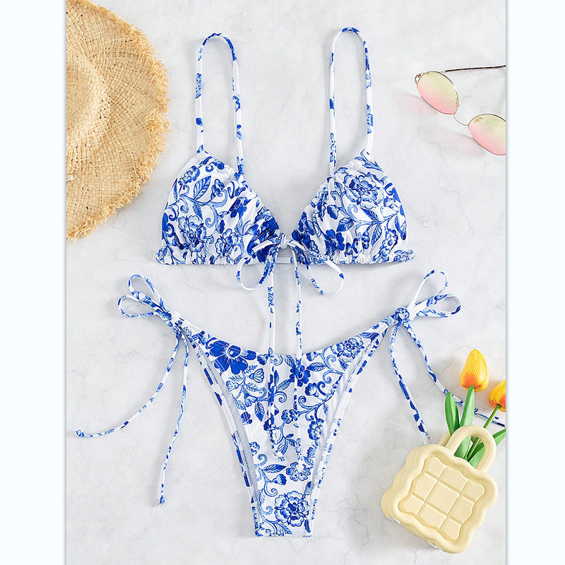 Bikini floral vintage taille haute — édition Riviera Wavely
