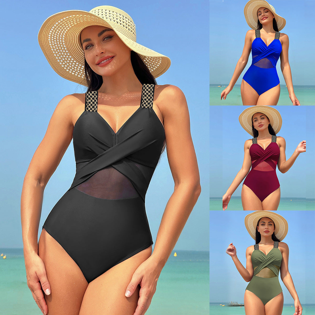 Maillot 1 pièce oeillets texturés — édition Texture Wavly