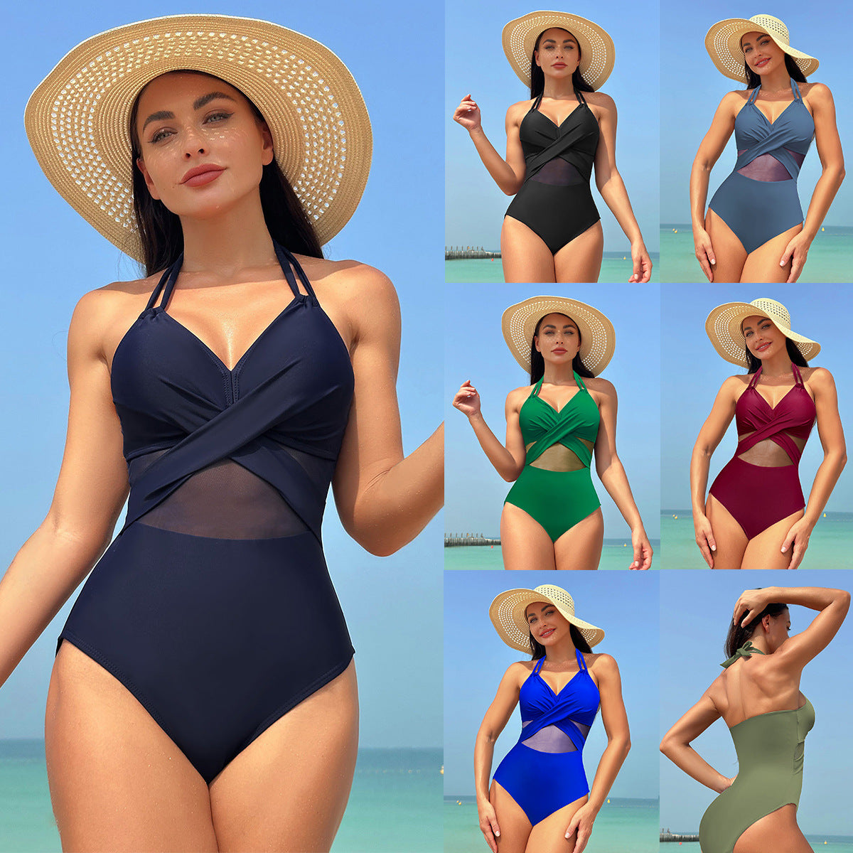Maillot 1 pièce oeillets texturés — édition Texture Wavly