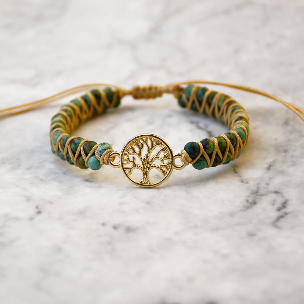 Bracelet tissé main perles effet pierre naturelle — collection Wavly