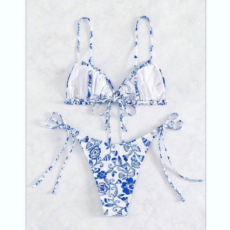 Bikini floral vintage taille haute — édition Riviera Wavely
