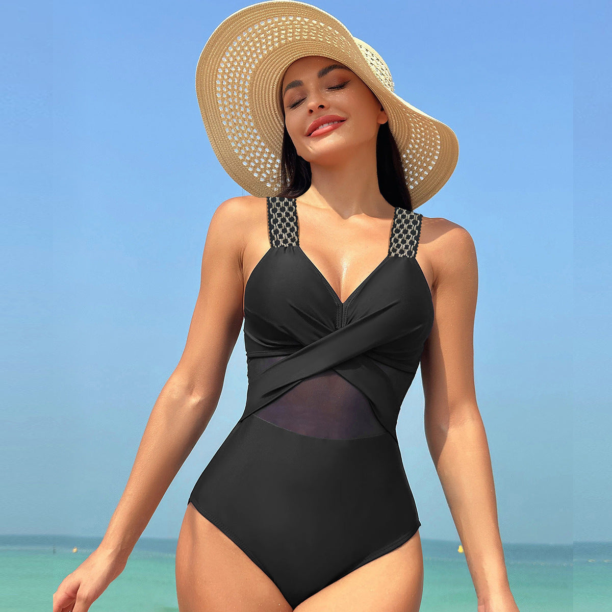 Maillot 1 pièce oeillets texturés — édition Texture Wavly