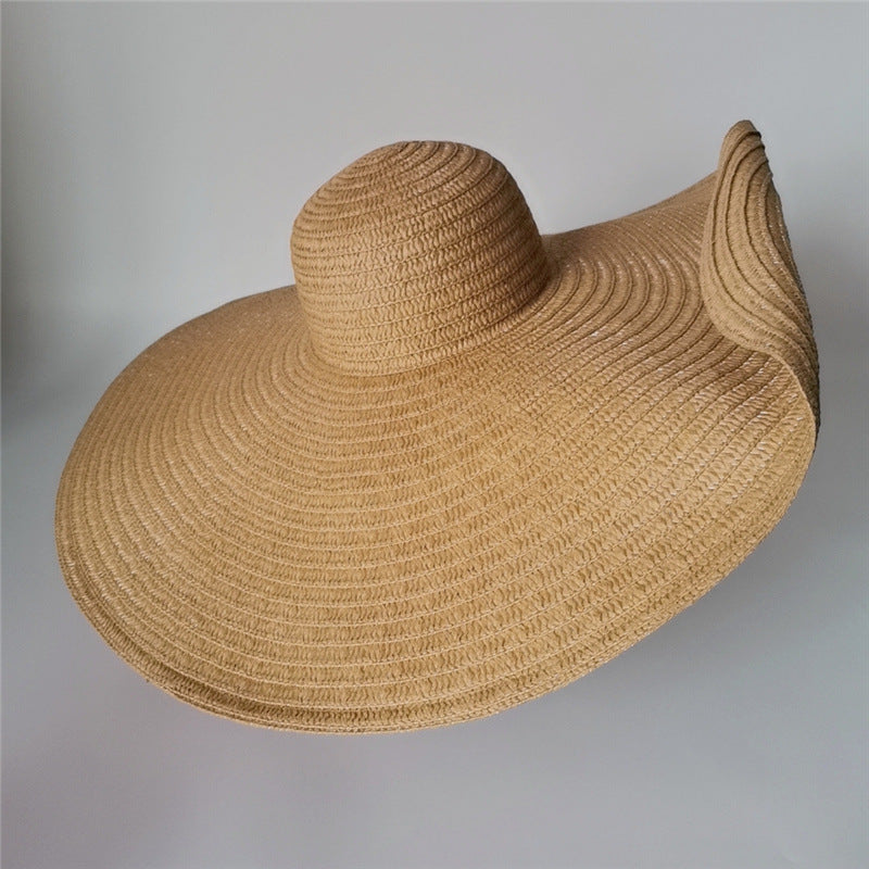 Grand chapeau de plage paille oversize pliable — édition Capri Wavly