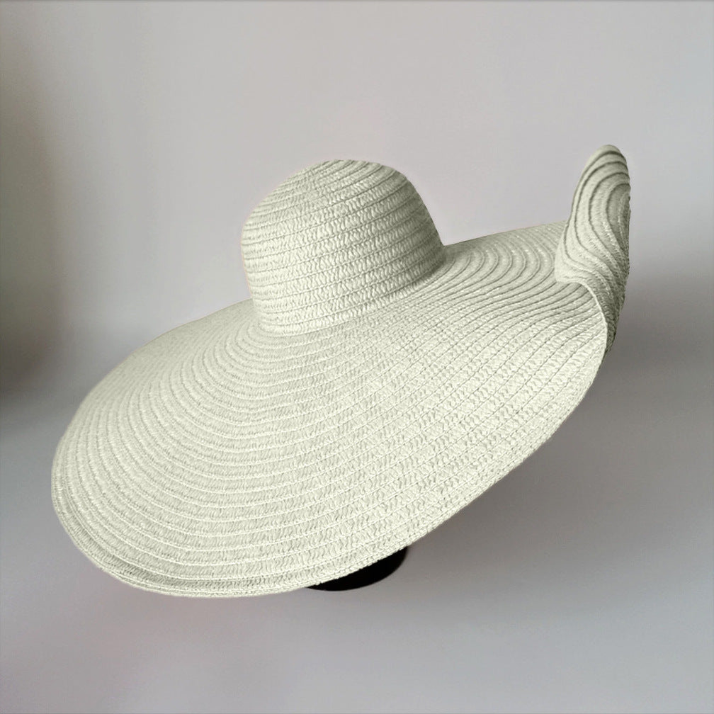Grand chapeau de plage paille oversize pliable — édition Capri Wavly