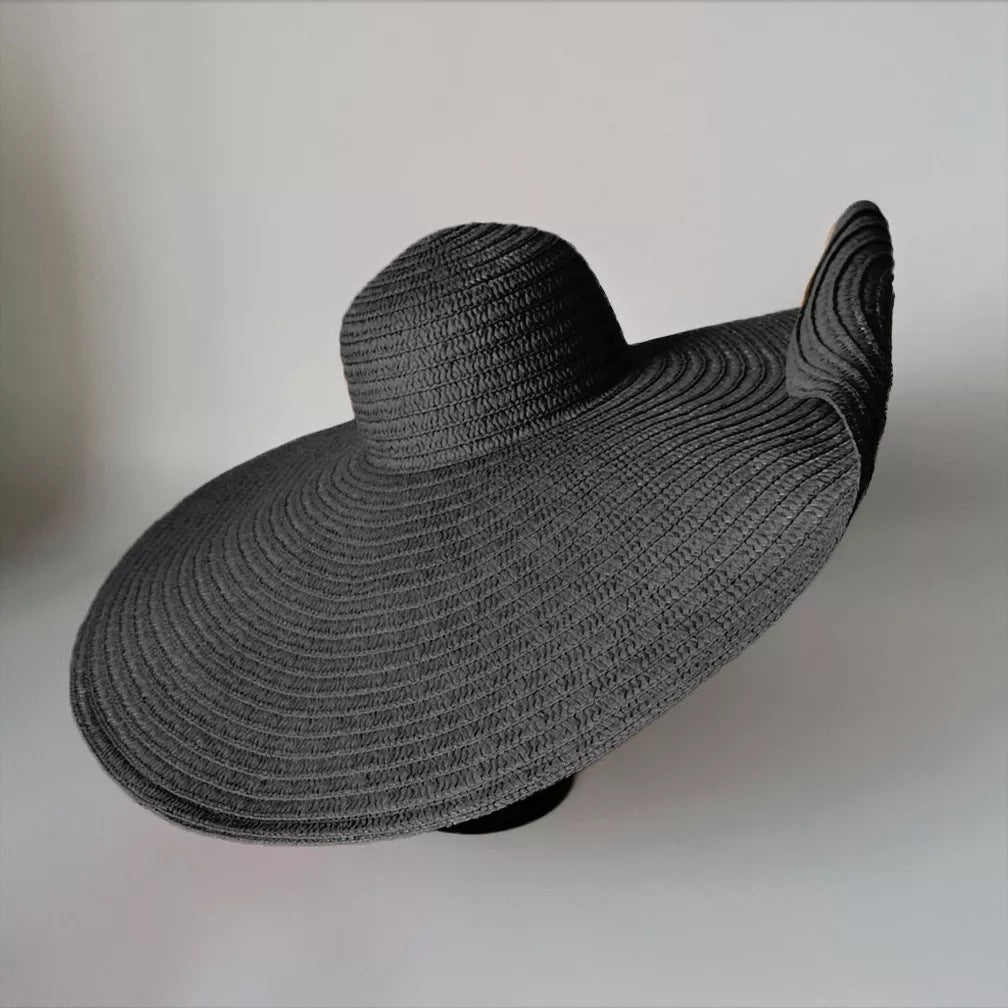 Grand chapeau de plage paille oversize pliable — édition Capri Wavly